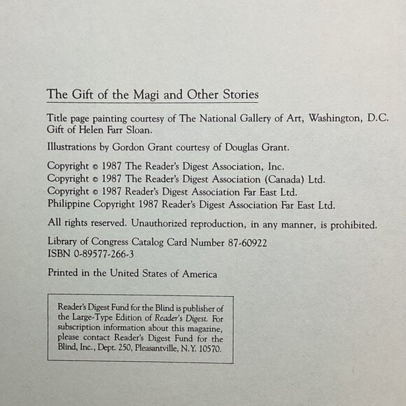 The Gift Of The Magi And Other Stories By O. Henry Hardcover Book Readers Digest - Picture 2 of 6
